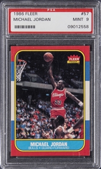1986/87 Fleer #57 Michael Jordan Rookie Card – PSA MINT 9